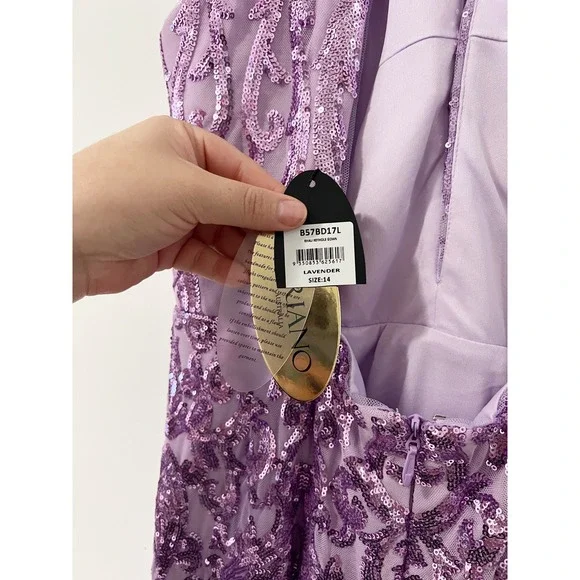 Bariano Australia Lavender Sequin Halter Neck Maxi Gown Formal Evening Dress 10 - Picture 6 of 11